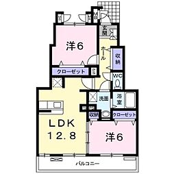 ディライト一番町 2LDKの間取図画像