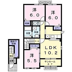グロワールパレスB 3LDKの間取図画像