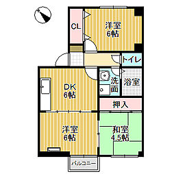 メゾンとなみ野A 3DKの間取図画像