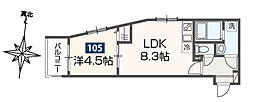 JR中央線 西八王子駅 徒歩9分の賃貸アパート 1階1LDKの間取り