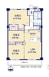 東千葉ハイツ4号棟 3LDKの間取図画像