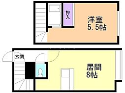 AMS入船5 1DKの間取図画像