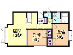 リッチフィールド 2LDKの間取図画像