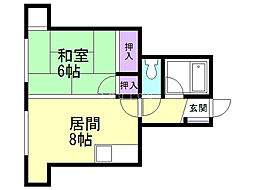 マンション住之江 1DKの間取図画像