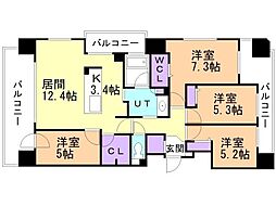 ファインシティ札幌平岸 4LDKの間取図画像