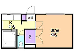グリーンコーポ 1Kの間取図画像