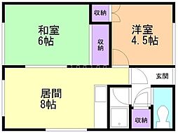 高山アパート 2DKの間取図画像