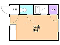 三佳ハイツA ワンルームの間取図画像