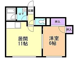 ウェスト・ヴィラ 1LDKの間取図画像
