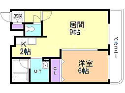 シーサイドガーデン銭函 1LDKの間取図画像
