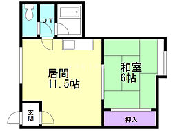 野地アパート 1LDKの間取図画像