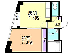 フロックス洗心橋 1DKの間取図画像