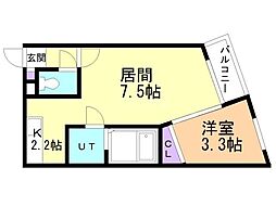 ヴァルム稲穂 1LDKの間取図画像