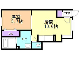 エレガンス・フルール2 1LDKの間取図画像