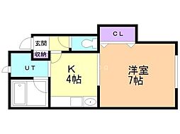 シティ・ドリーム2 1Kの間取図画像