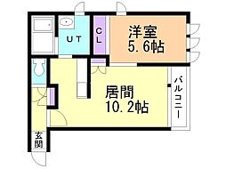 デイジー朝里3丁目 1LDKの間取図画像