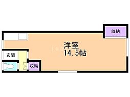 ハタコーポラス ワンルームの間取図画像