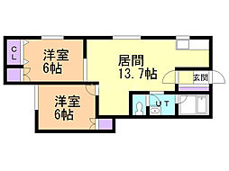 ハーバーシティハイム・ハヤタ1 2LDKの間取図画像