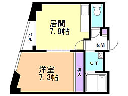 フロックス洗心橋 1DKの間取図画像