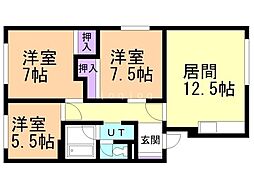 セントラルハイツ 3LDKの間取図画像
