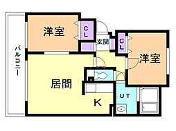 カルム・桜1 2LDKの間取図画像