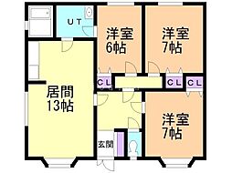 プレジオ松ヶ枝 3LDKの間取図画像