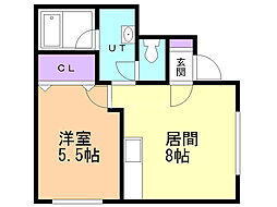 カウル緑 1DKの間取図画像