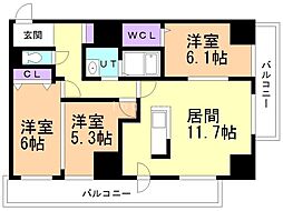 ベイコート小樽オーシャンヒルズ 3LDKの間取図画像