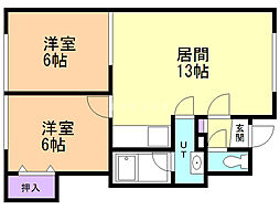 ミルキーウェイ 2LDKの間取図画像