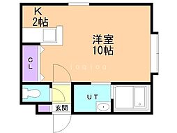 オリーブ 1Kの間取図画像