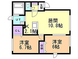 セトル・プレイス2 2LDKの間取図画像