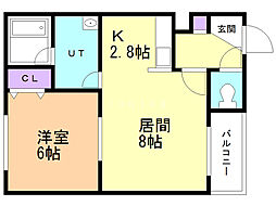 メルクリウス 1LDKの間取図画像