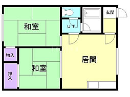 パークサイドハイツ 2DKの間取図画像
