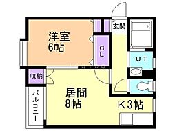 ゴールド・マウンテンハイツ 1LDKの間取図画像