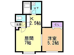 アレックス小樽 1LDKの間取図画像