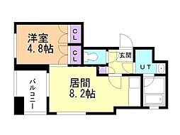 TEADA入船 1LDKの間取図画像