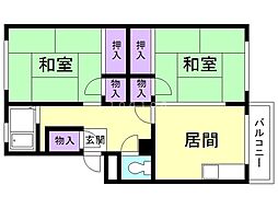 エメロード桜 2DKの間取図画像