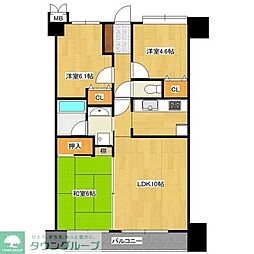 JR京葉線 蘇我駅 徒歩3分の賃貸マンション 11階3LDKの間取り