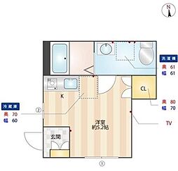 ベレガンス八千代台 1階ワンルームの間取り