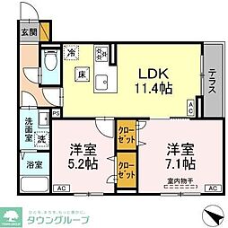 D-ROOM新宿I-A 1階2LDKの間取り