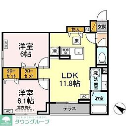 D-ROOM新宿I-A 2階2LDKの間取り