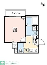 ルナネスト津田沼 2階1Kの間取り