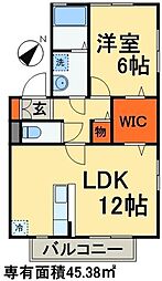 スプリングコート 1階1LDKの間取り