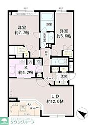 パティオス16番街 5階2LDKの間取り