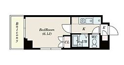JR総武線 船橋駅 徒歩9分の賃貸マンション 2階1Kの間取り