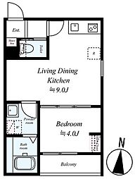 京成本線 八千代台駅 徒歩4分の賃貸アパート 3階1LDKの間取り