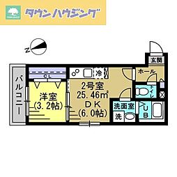 京成本線 京成船橋駅 徒歩9分の賃貸アパート 3階1DKの間取り