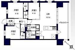 千葉都市モノレール 市役所前駅 徒歩7分の賃貸マンション 12階3LDKの間取り