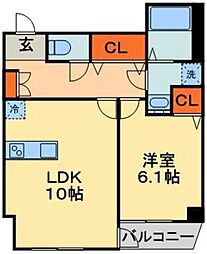 JR京葉線 稲毛海岸駅 徒歩9分の賃貸マンション 3階1LDKの間取り