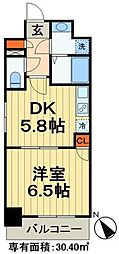 スカール千葉みなと 2階1DKの間取り
